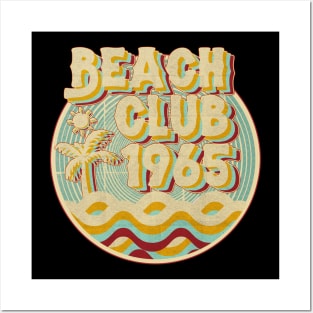vintage retro beach club 70s 1965 with spirale turqoise Posters and Art